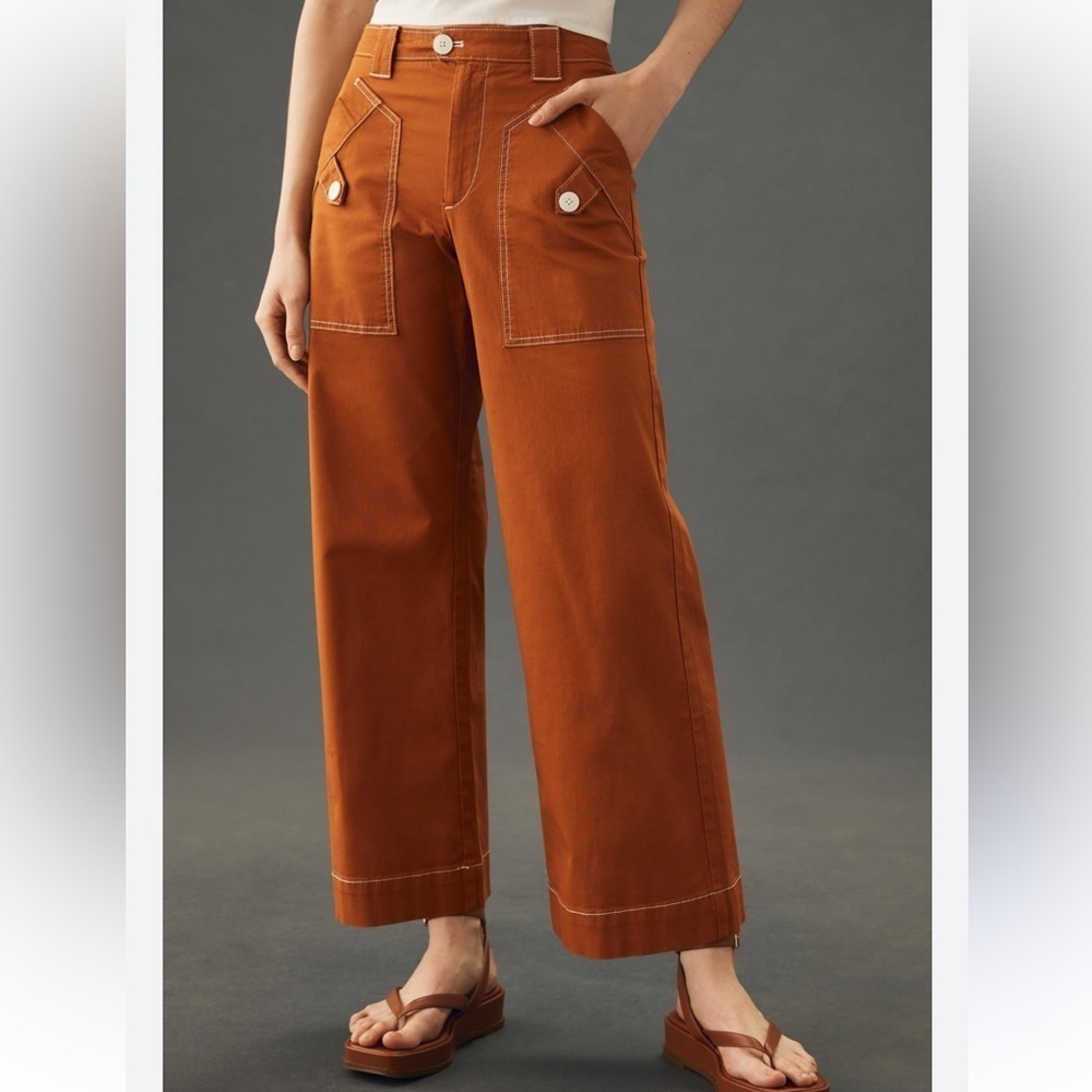 Maeve By Anthropologie Cropped Wide-Leg Pants Cedar Size 14T